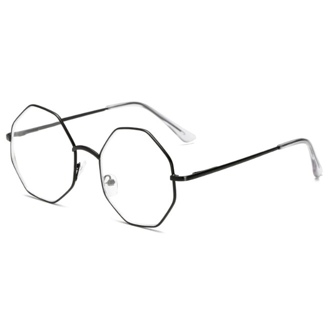 Lunettes octogonales à monture polygonale, monture de lunettes lisse pour hommes et femmes, monture de lunettes en métal clair, rétro