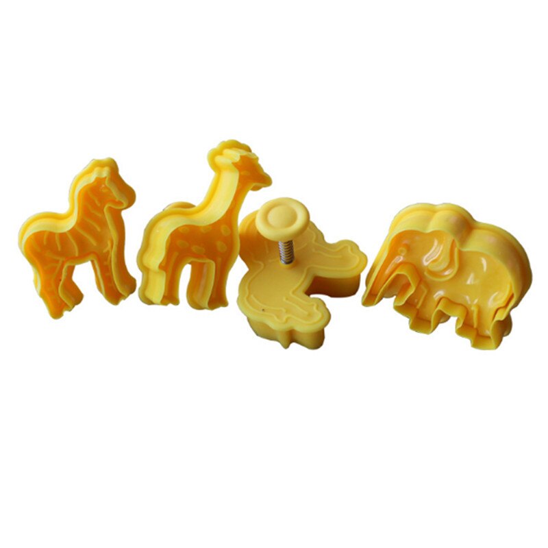 Juego de 4 Uds. De cortadores de galletas con forma de León, jirafa, cebra, elefante, cortador de galletas, molde para pastel, utensilios de decoración para hornear Sugarcraft: Default Title