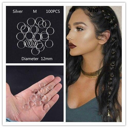 100Pcs/Lot Gold and Silver 8x9mm Micro Hair Dread Braids Wig Lock Tube Beads Adjustable Cuffs Clips for Hair Accessories Tool: NO.11    100pcs