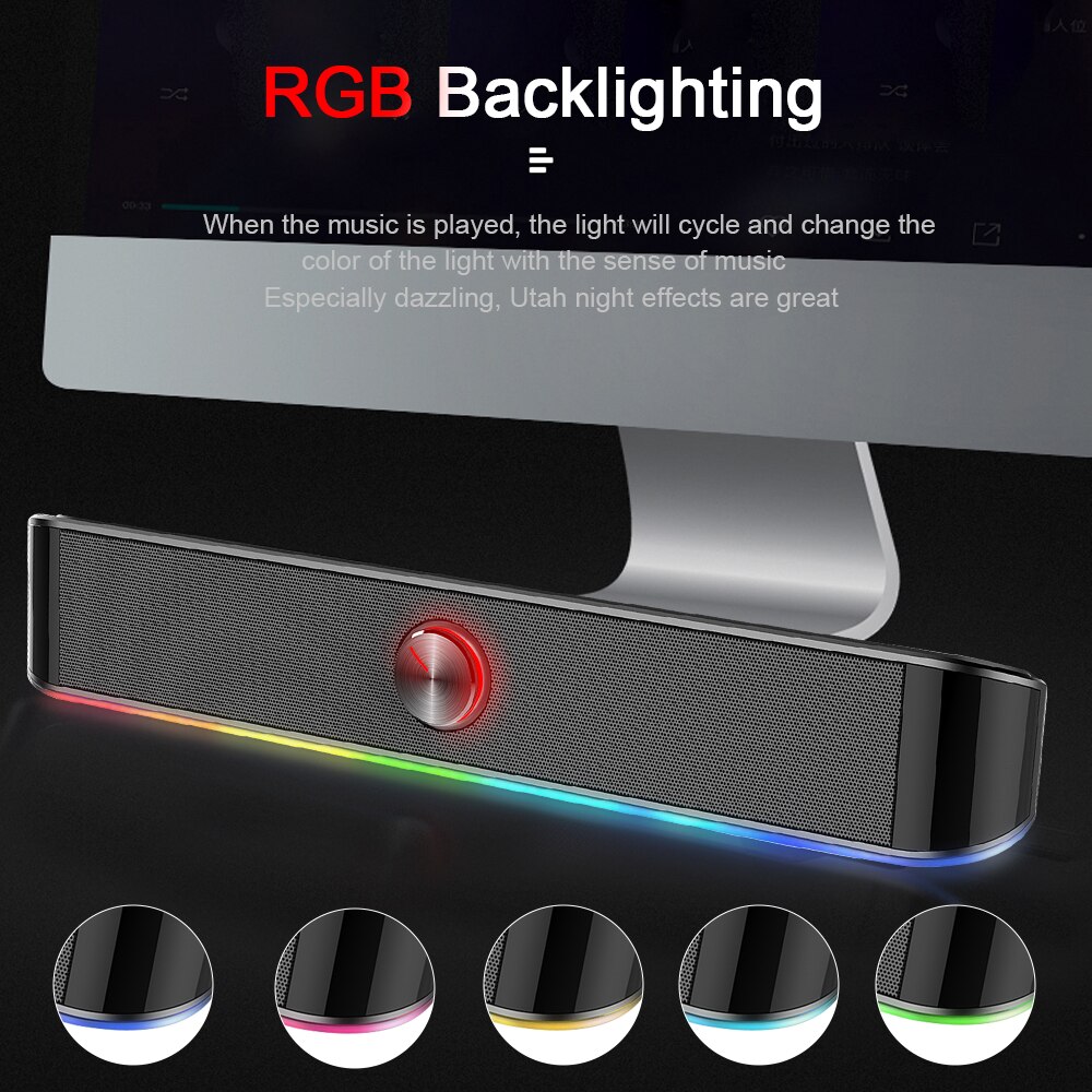 Redragon GS560 Adiemus Aux 3.5Mm Stereo Surround Muziek Smart Rgb Speakers Kolom Sound Bar Voor Computer Pc Notebook Luidsprekers