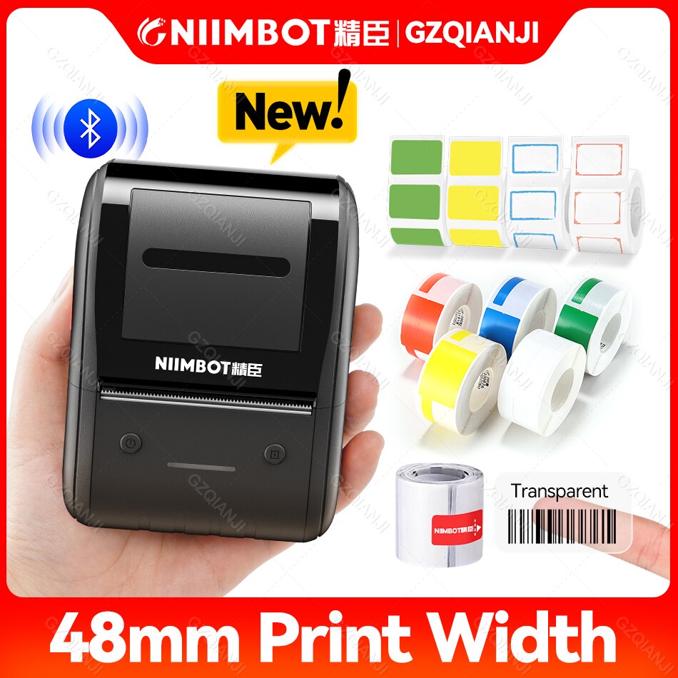 B203 Draagbare Handheld Thermische Label Maker Mini Barcode Qr Code Sticker Papier Kleur Rolls Sticker Kabel Tag Printer Niimbot