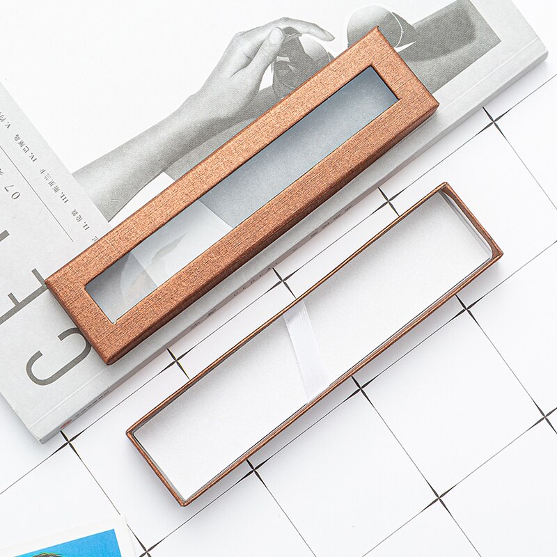 Pen Box Single Pen Box Transparent Paper Packaging Box Packaging Box School Office Student Supplies - bihe: Rose gold