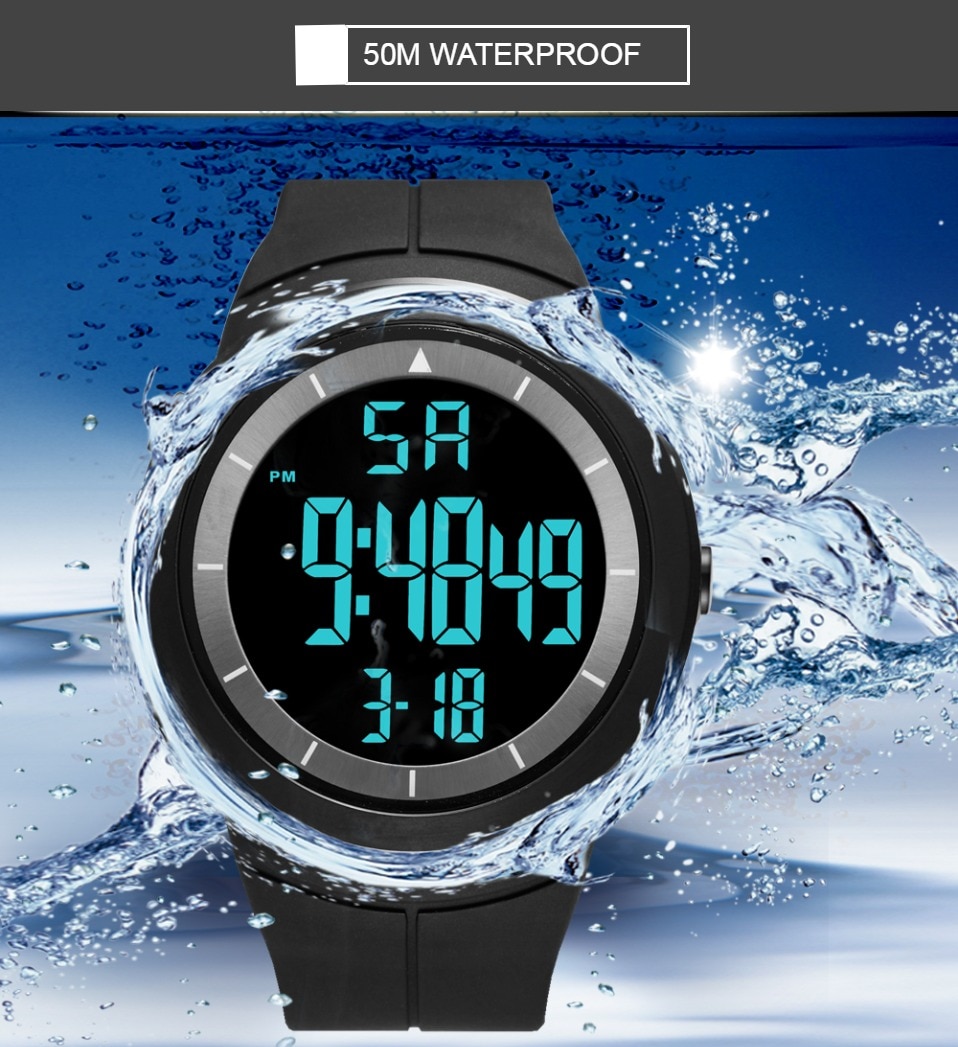 Ohsen Mode Lcd Digitale Mannen Horloge 50M Waterdichte Leger Greenoutdoor Sport Hand Mannelijke Klokken Relogio Masculino