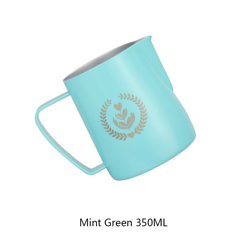 Stainless Steel Cup Coffee Cup Coffee Milk Mug Frothing Milk Latte Jug Coffees Pitcher Mug Craft Latte Frothing Art Jug 600ml: mint green 350ml