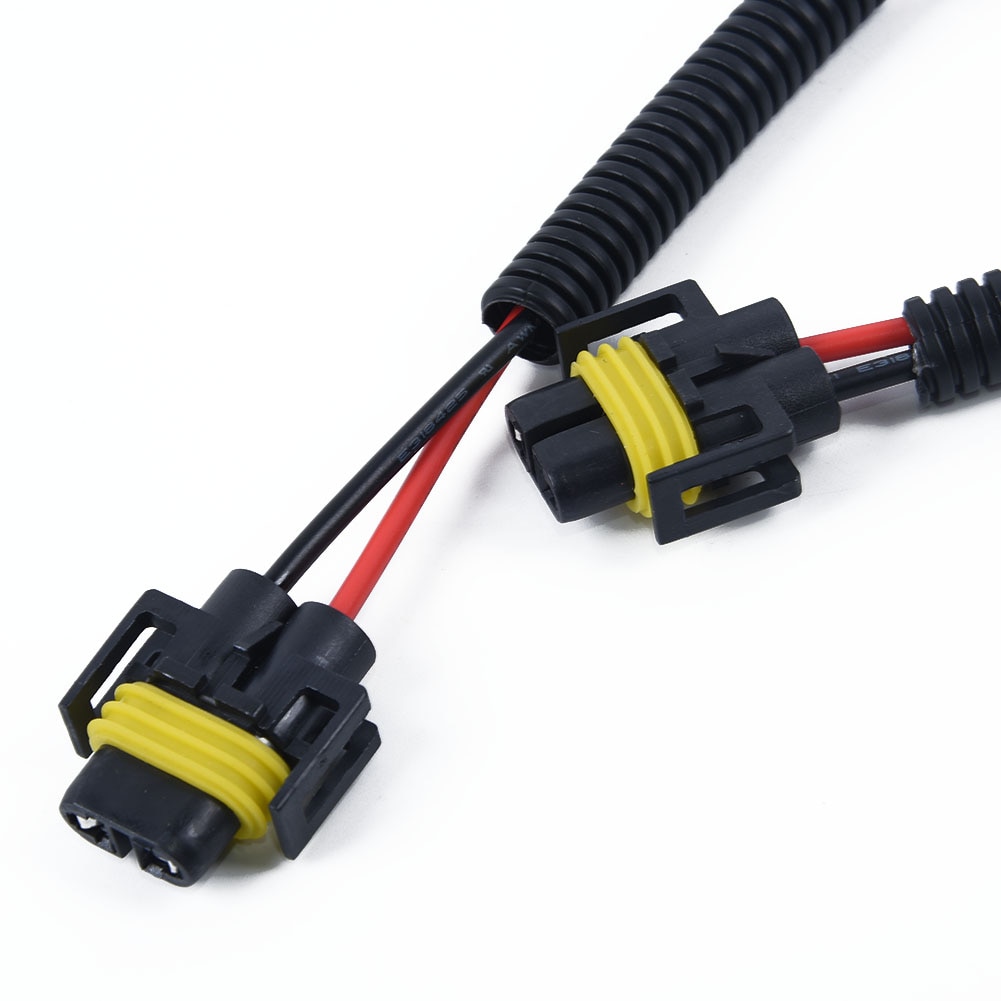 PVC Harness Wiring Plugs Pre-wired 2pcs H11 H8 H9 Headlights Fog Lamp Extension Connector Wire Sockets