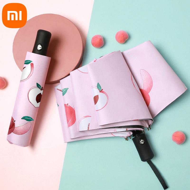 Xiaomi Full Automatic Umbrella Sun Protection Fruit Umbrella Avocado Ins Small Fresh Clear Umbrella Folding Portable: WHITE