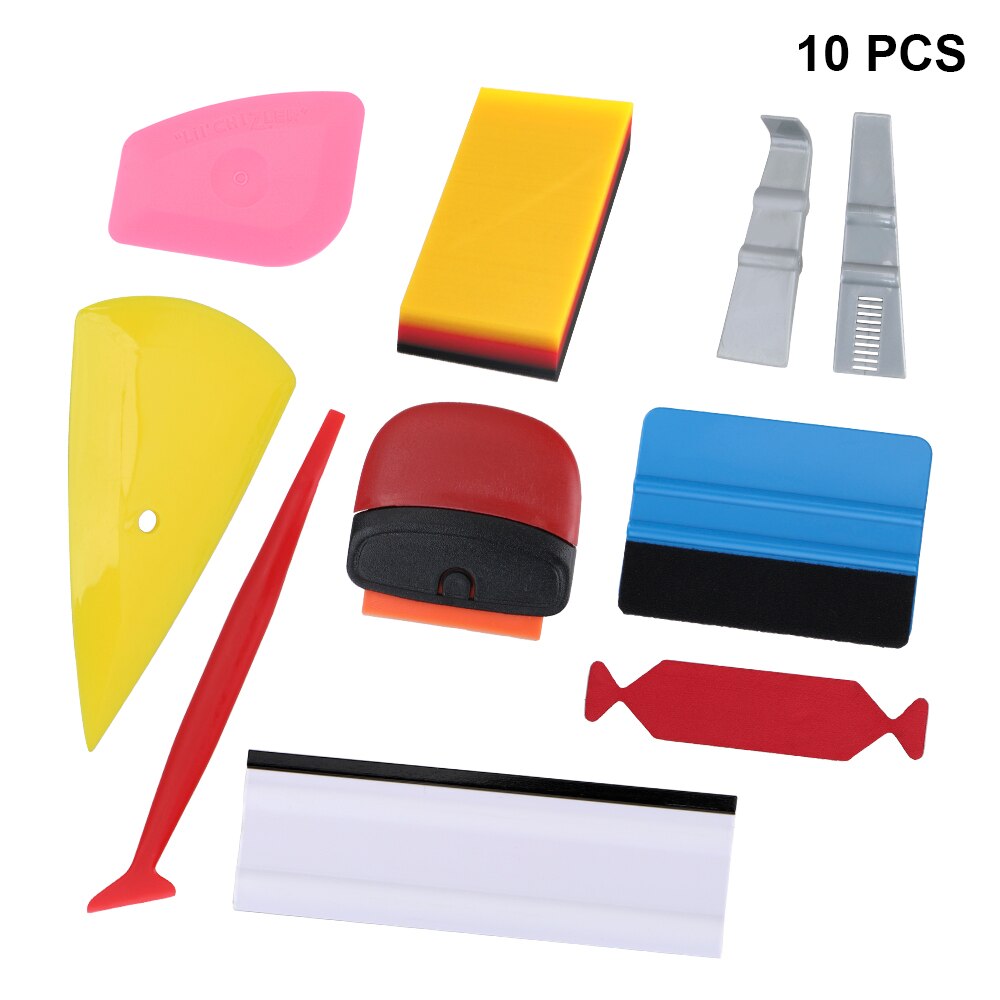 Carbon Fiber Car Tools Vinyl Wrap Film Sticker Wrapping Tool Auto Window Tint Foil Magnetic Stick Squeegee Razor Scraper: 10Pcs