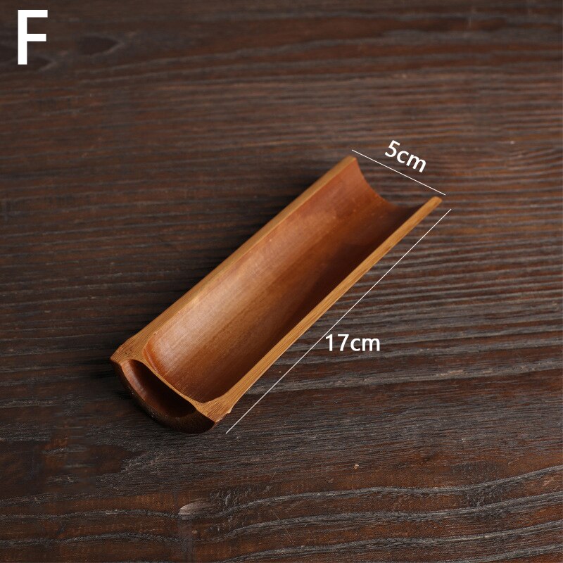 Colher de chá de bambu natural de madeira estilo retro chinês kongfu pá de chá colher de chá cerimônia forma de peixe colher de chá acessórios de chá: F
