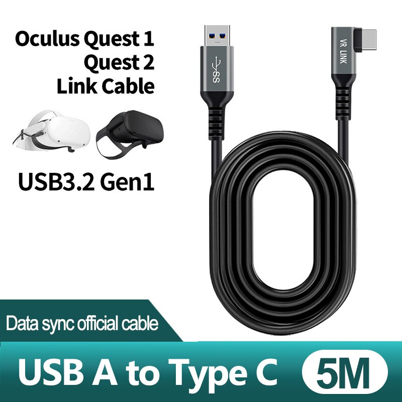 7M 6M 5M Fast USB 3.1 Charge Link Cable For Oculus Quest 1 2 USB Type C Data Charging Cable For Oculus Quest2 VR Accessories: B-USB to TypeC 5M
