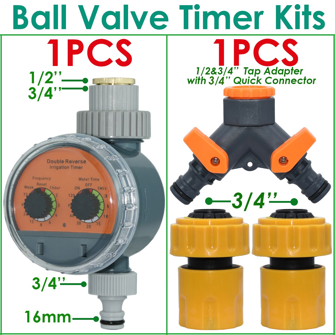 Garden Ball Valve Water Timer Double Dial Automatic Electronic Watering Timer Home Garden Irrigation Irrigator Controller System: Orange