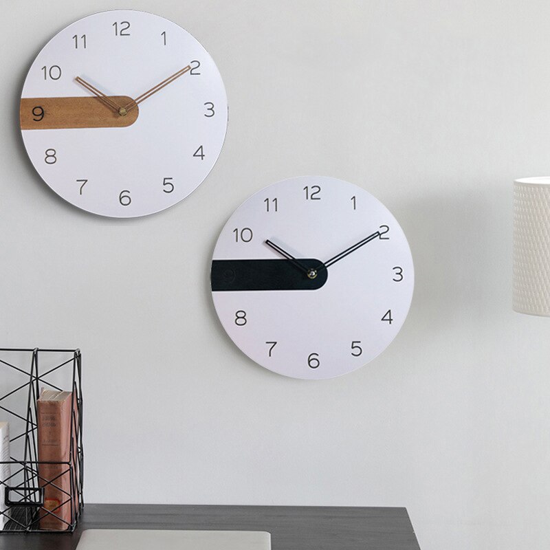 Tre veggklokke moderne nordisk stil stille klokke rund 30cm roms dekorasjon veggklokke ye