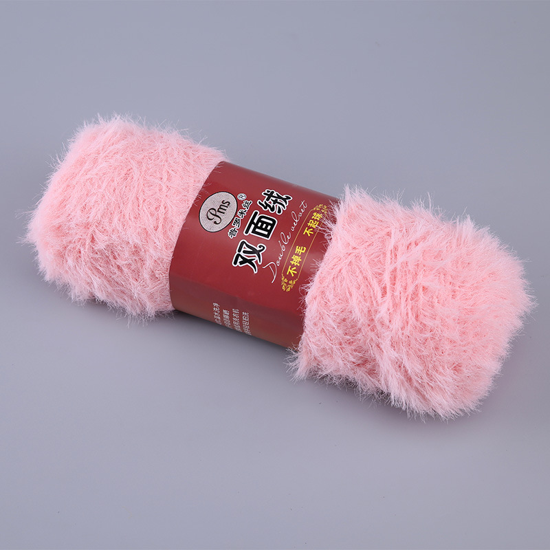 100g/ pelotes de fil à tricoter à la main double face à poils longs en vison doux et cachemire, 100%  fils à crocheter en nylon  jk497 fausse fourrure, corail et velours: 18