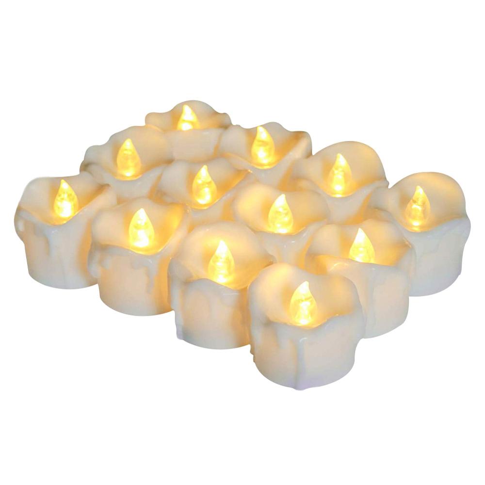 LED Tea Light Candles Set of 12/24 Warm White Electric Tealight for Thanksgiving Christmas Decor Battery Operated Votive Candles