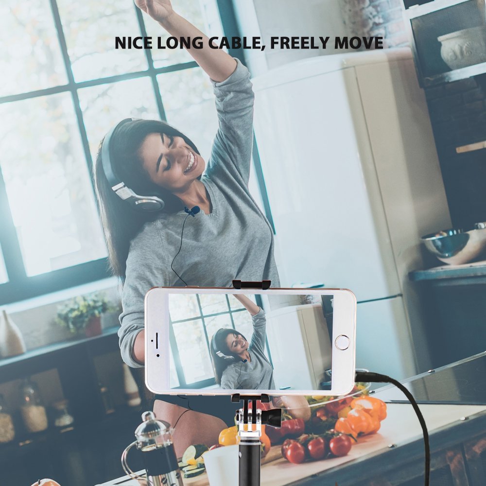 MAONO Lavalier Microphone with 6M Extension Cable Condenser Microphone Handsfree Clip-on for iPhone Android Smartphone DSLR Cam