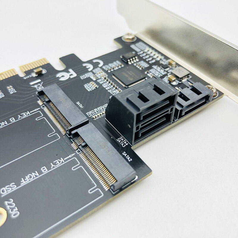 Sata Raid Controller Sata Raid M.2 Pci Express Raid Card 2 Poort SATA3.0 6Gbps + 2 Poort M.2 Ngff ssd B Key Ondersteuning RAID0 RAID1 Ahci