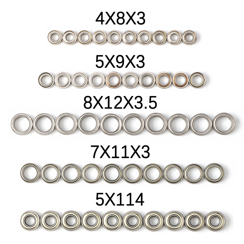 10 個ボールベアリング 9 × 5 × 3 ミリメートル 8 × 12 × 3.5 ミリメートル 7 × 11 × 3 ミリメートル 5 × 11 × 4 ミリメートルrcの趣味 · モデル車 1-12 wltoys 12428 A959 部品 0092 0093 0094 0095