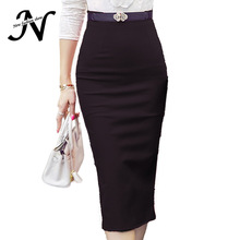 Hög midja pennkjol plus size tight bodycon dam midikjol röd svart slits kjol dam jupe femme s  - 5xl