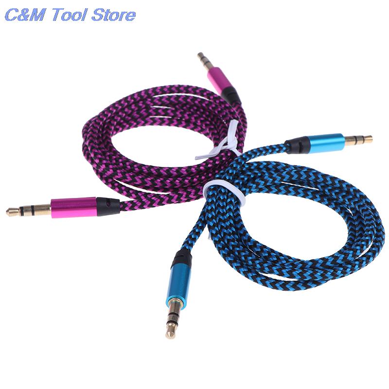 1M Aux Kabel Man Op Man Doek Audio Aux Kabel Gold Plug Auto Aux Koord Nylon Jack Audio Kabel 3.5 Mm Tot 3.5 Mm