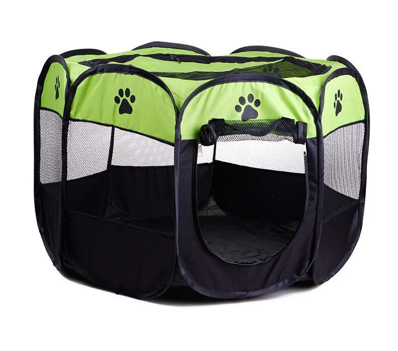Hond Kinderbox Tent Krat Kamer Opvouwbare Puppy Oefening Kat Kooi Waterdichte Outdoor Twee Deur Mesh Schaduw Cover Nest Kennel: Licht Groen / M 91x91x58cm