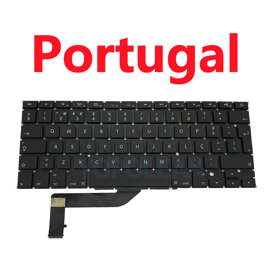 US UK Russian Spain French German Sweden Laptop Keyboard For Macbook Pro Retina 15" A1398: Portugal