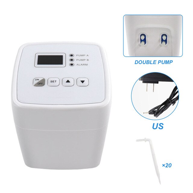 Automatic Watering System DIY Micro Drip Irrigation Kit Houseplants Cultivation Device With Digital Interval Programmable Timer: Light Grey