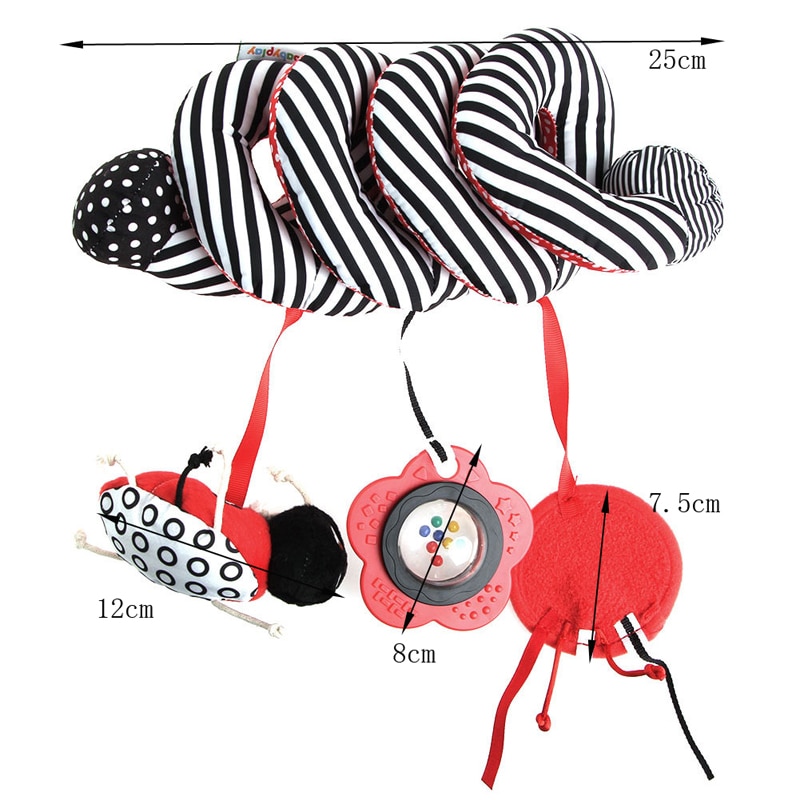 Juguetes bonitos para bebé, juego de cama de actividad en espiral, juego de cuna colgante con cascabel Q6PD