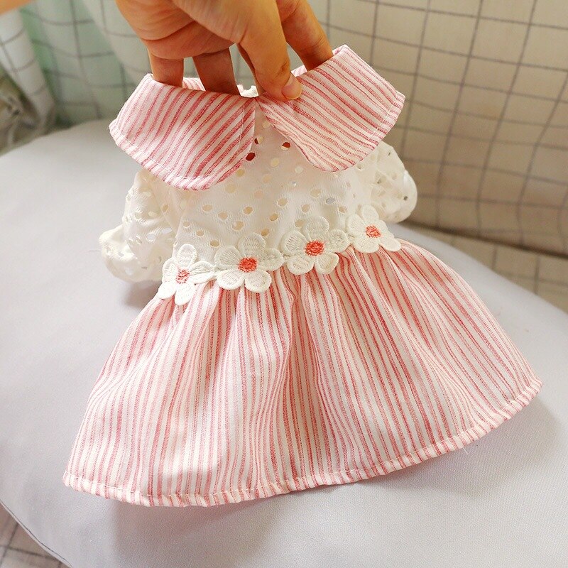 Ropa de perro cachorro perro peluche Schnauzer Pomerania Chihuahua Bichón perro ropa para mascotas ropa hueco Rosa vestido a cuadros