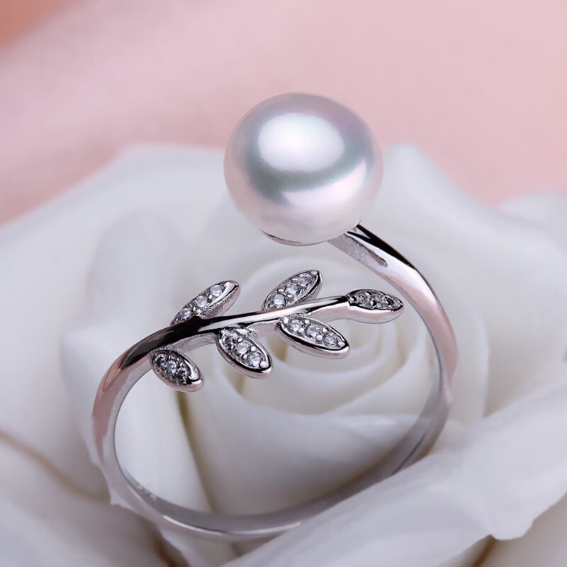 Moda anel de Pérola Natural de Água Doce branco preto cinza Deixa anel para as mulheres de Casamento/Presente Do Partido