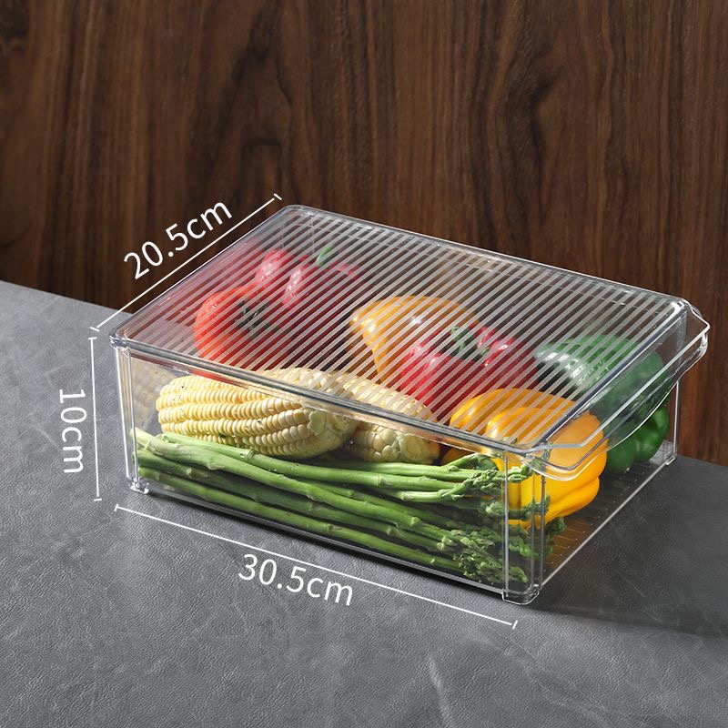 Organizador de frigorífico empilhável, caixas com tampas, recipientes transparentes para armazenamento de fruta, congelador, despensa, cozinha organizador frigorifico organizadores de gelaladeira: Azul