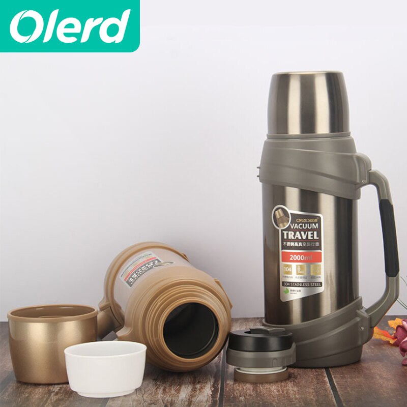 2000/2500ml Thermos Flask Outdoor Stainless Steel Termos Large Capacity Thermo Coffee Mug Cup Water Bottle ThermosFlask