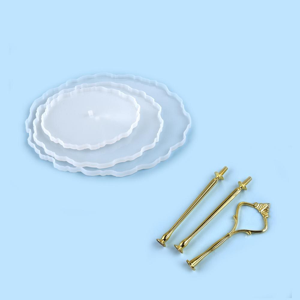 Molde de silicona DIY epoxi resina Montaña Rusa tres capa bandeja de fruta bandeja de té Epoxy molde decoración de escritorio fundición de resina moldes: C
