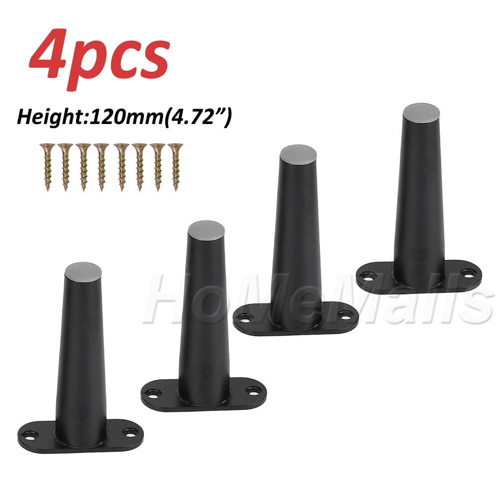 1/4pcs Heavy Duty Metal Furniture Legs As Replacement for Sofa Office Couch Cabinet TV Stand Legs Black or Gold Furniture Feet: 4pcs Black 120mm