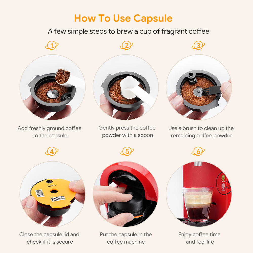 Cápsula de café reutilizable de acero inoxidable/PP para máquina Tassimo Bosch, máquina de café expreso con filtro recargable, 60/180/200/220ML