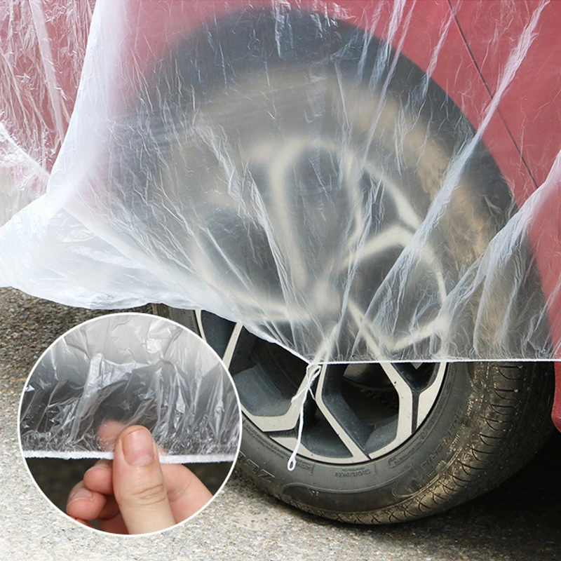 Cubierta de protección Universal para coche, cubiertas transparentes de PE con banda elástica, resistente a la lluvia, al polvo, a prueba de arañazos, escudo protector completo para coche