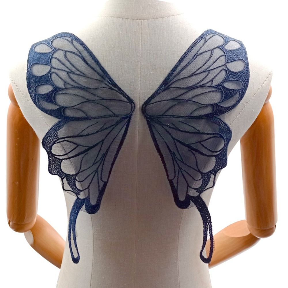Apliques bordados de mariposa, tela de poliéster, Parche de alas de mariposa de Organza, pegatinas de ropa, pegatina de tela decorativa DIY: Zinc envejecido