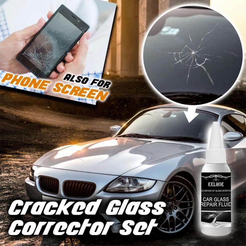 Rellenos Adhesivos para coche, herramienta de reparación de parabrisas, bricolaje, pegamento de curado para arañazos de cristal, Kit de reparación de Chips de grietas, 30ml