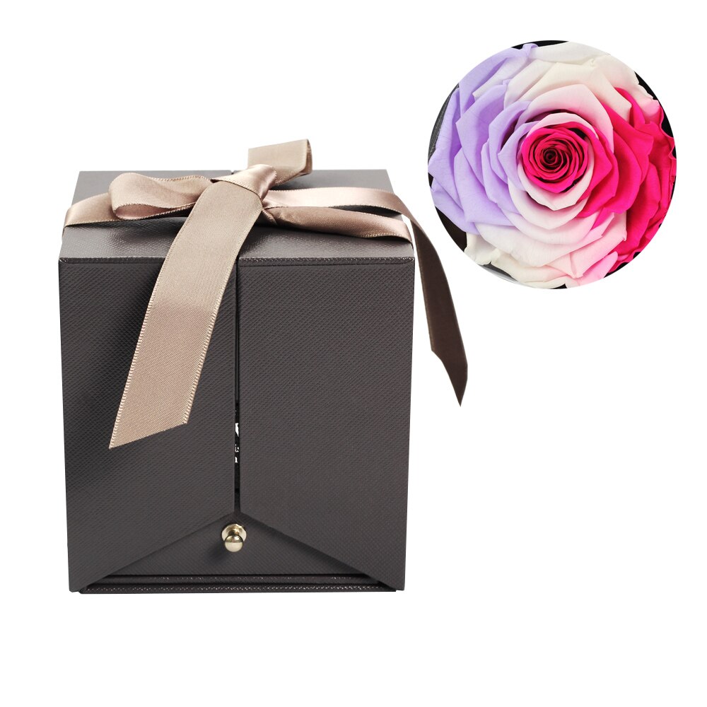 Caja de joyería de 6-9cm para mujer, Rosa eterna para de San Valentín, boda, Navidad, decoración del hogar, caja de embalaje de La Bella y La Bestia: E16 big flower
