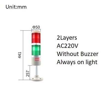 Stack Lamp Industrial Machine Emergency LED Warning Light Tower Straight Rod Disk Base DC12V/24V AC110V/220V without Buzzer: 2Layers 220V no Buz
