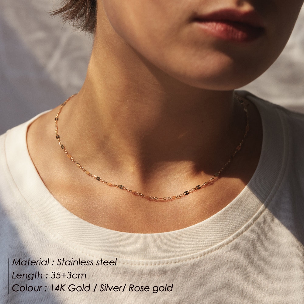 Visunion 316L Rvs Ketting Rolo Link Chain Ronde Eenvoudig Goud Zilver Kleur 35 Cm 38 Cm Lange Keten sieraden