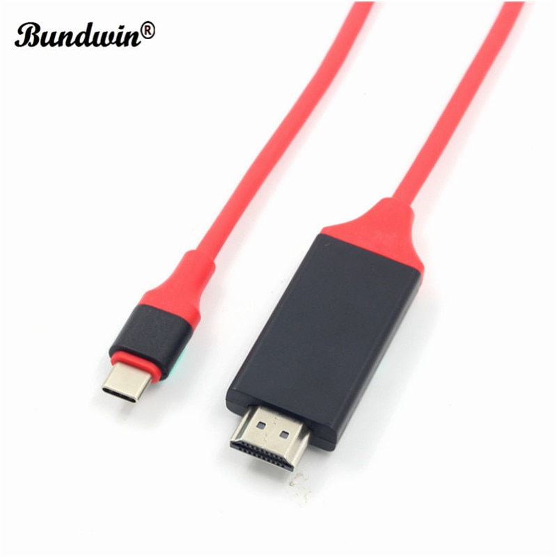 Bundwin type c usb 3.1 to hdmi-kompatibel kabel 4k 2m usb-c til hdtv konverteradapter for galaxy  s8 for huawei mate 10 pro  p20