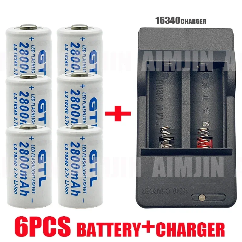 16340 genopladelige batterier,  cr123a batterier, 2800 mah , 3.7v li-ion med lcd dobbeltoplader, batteri, led-lommelygte, rejsevæglampe: Grøn