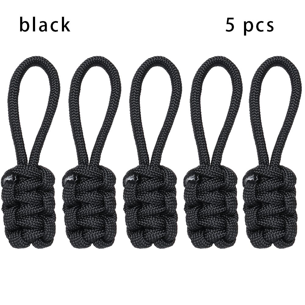 5Pcs Hand Purses Luggage Jackets Woven Pull Rope Zipper Head Nylon Zipper Pull Replacement: black
