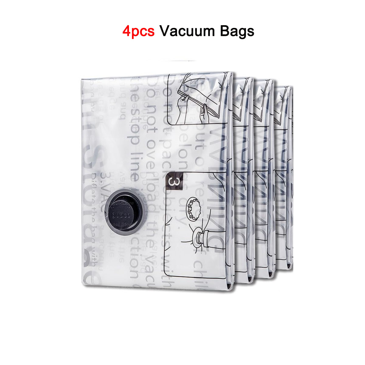 4-8 Pack Vacuum Storage Bags Space Saver Bags Compression for Comforters Blankets Bedding Organizer Clothes Travel Storage: XL / Black