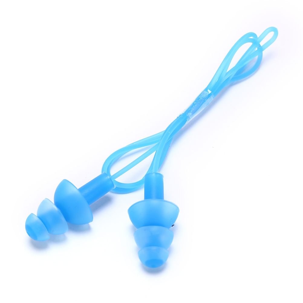 Zachte Siliconen Zwemmen Oordoppen Oordoppen Gear met een Case Box Zwembad Accessoires Water Sport Swim Ear Plug: blue