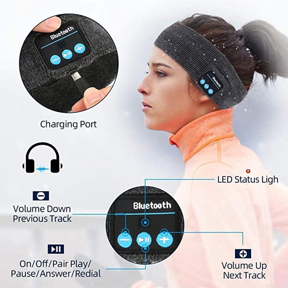 Bluetooth Music Headband Knits Sleeping Headwear Headphone Speaker Headset Stereo Music Hands-free For Running Jogging