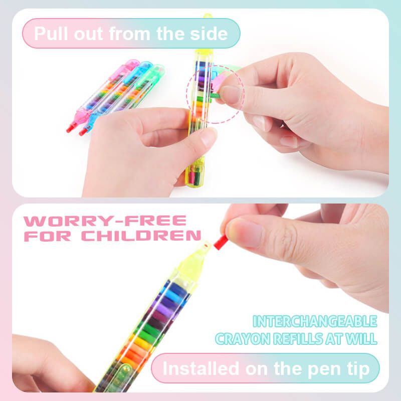 20 In1 Stapelen Punt Kleurpotloden Diy Tekening Pen 20 Kleuren Verwisselbare Graffiti Potlood Portable Voor Outdoor Schetsen Of School