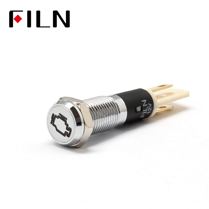 Filn 8mm bil instrumentbräda motorfel flagga led röd gul vit blå grön 12v led indikatorlampa med lödfot