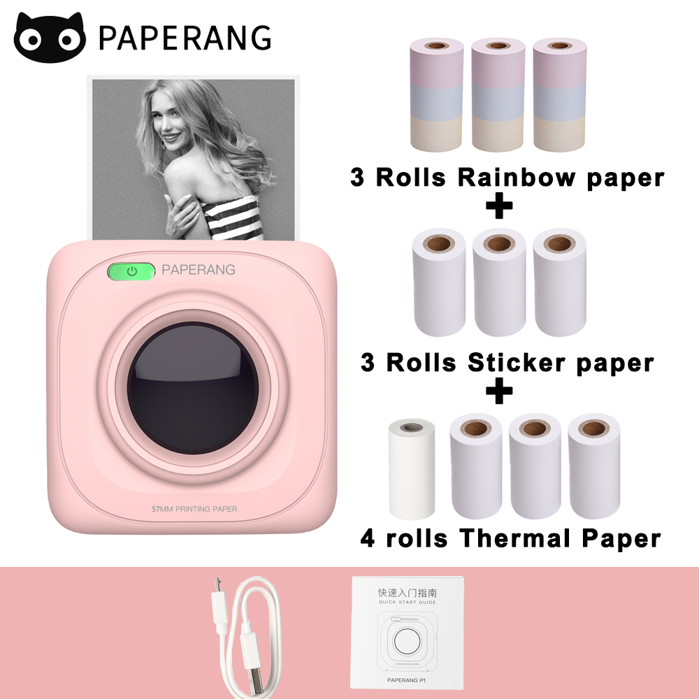PAPERANG P1 Pocket Printer BT Wireless Thermal Printer Portable Printer 200dpi for Photo Picture Receipt Memo Note Label Sticker: P-10 Rolls Paper