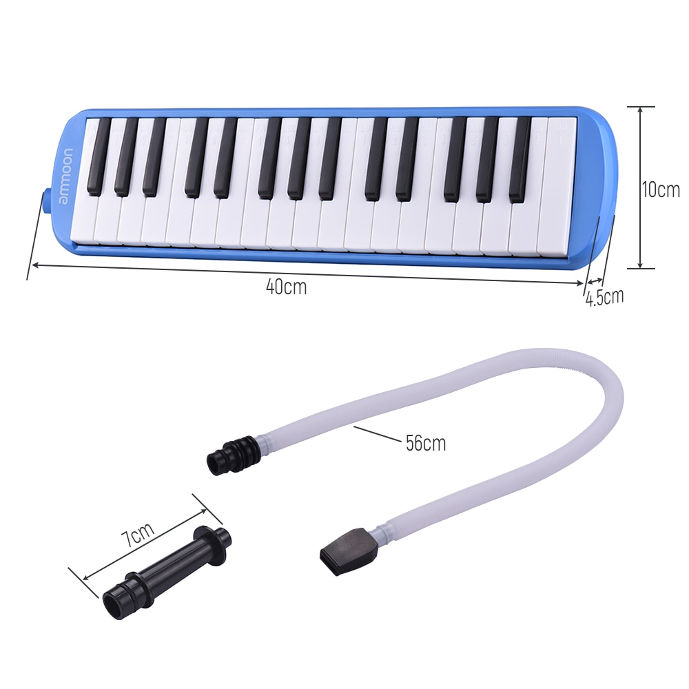 Ammoon 32 Tasti Melodica Bocca Organo pianoforte Tastiera Stile Armonica con Boccaglio Panno di Pulizia Custodia da trasporto per I Principianti per Bambini