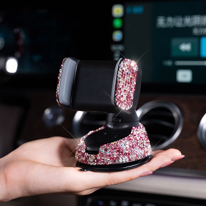 Luxe diamanten auto telefoonhouder beugel zuignap decoratie dashboard auto accessoires interieur vrouw decoratie bling strass steentjes